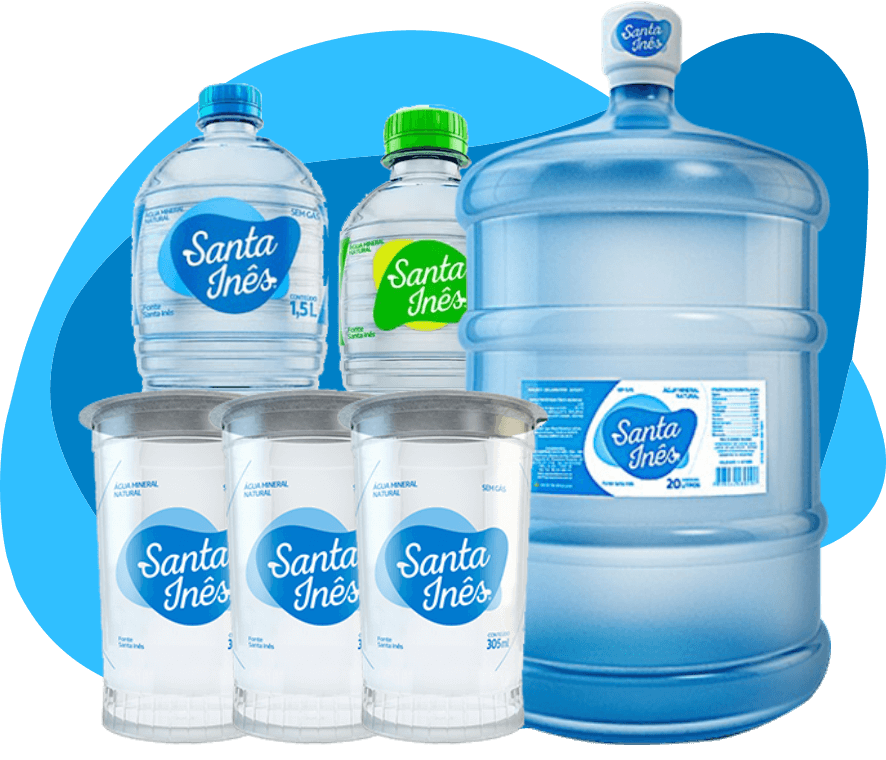 galões e garrafas de água santa inês